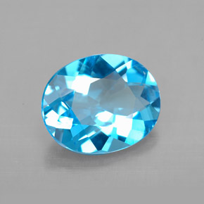 Topacio azul natural de 3,38 ct, corte óvalo, VVS