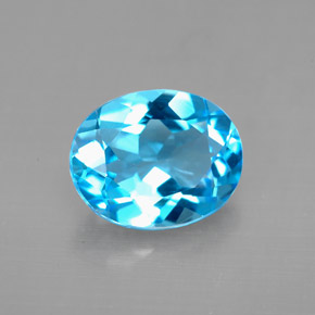 Topacio azul natural de 3,18 ct, corte óvalo, VVS