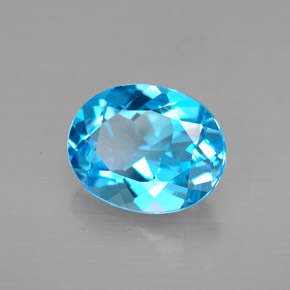 Topacio azul natural de 3,18 ct, corte óvalo, VVS