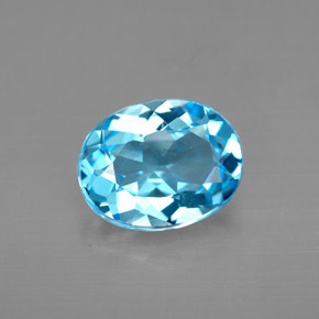 Topacio azul natural de 2,79 ct, corte óvalo, VVS