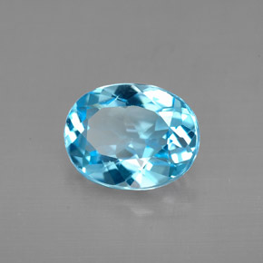 Topacio azul natural de 2,79 ct, corte óvalo, VVS