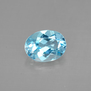 Topacio azul natural de 1,43 ct, corte óvalo, VVS