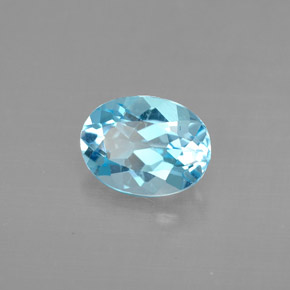 Topacio azul natural de 1,43 ct, corte óvalo, VVS