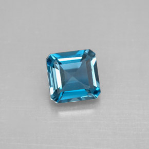 Topacio azul natural de 1,33 ct, corte esmeralda, VVS-VS