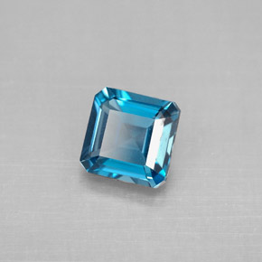 Topacio azul natural de 1,33 ct, corte esmeralda, VVS-VS