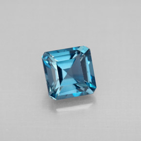 Topacio azul natural de 1,48 ct, corte esmeralda, VVS-VS
