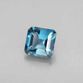 Topacio azul natural de 1,48 ct, corte esmeralda, VVS-VS