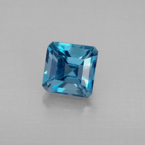Topacio azul natural de 1,64 ct, corte esmeralda, VVS-VS