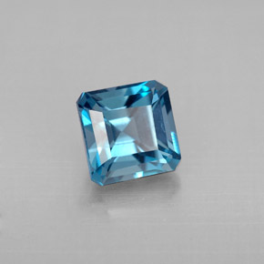 Topacio azul natural de 1,64 ct, corte esmeralda, VVS-VS