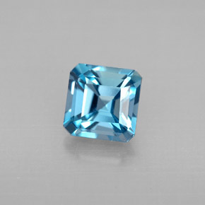Topacio azul natural de 1,46 ct, corte esmeralda, VVS-VS