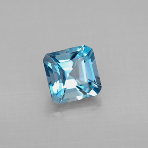 Topacio azul natural de 1,46 ct, corte esmeralda, VVS-VS