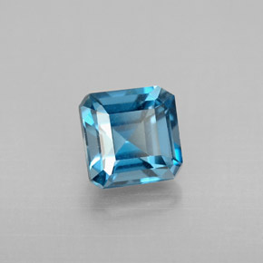 Topacio azul natural de 1,62 ct, corte esmeralda, VVS-VS