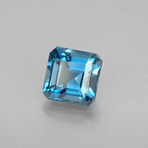 Topacio azul natural de 1,62 ct, corte esmeralda, VVS-VS