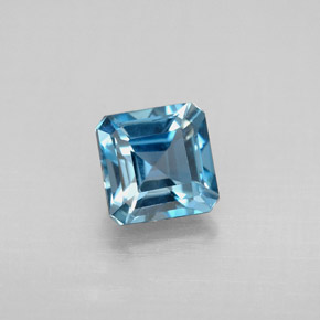 Topacio azul natural de 1,52 ct, corte esmeralda, VVS-VS