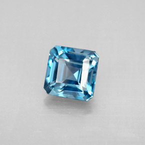 Topacio azul natural de 1,52 ct, corte esmeralda, VVS-VS