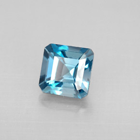 Topacio azul natural de 1,52 ct, corte esmeralda, VVS-VS