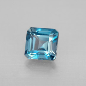 Topacio azul natural de 1,52 ct, corte esmeralda, VVS-VS