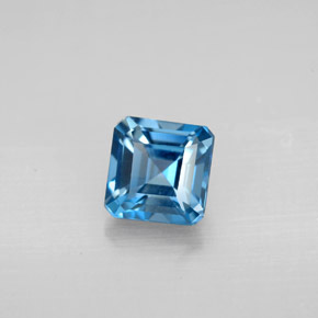 Topacio azul natural de 1,49 ct, corte esmeralda, VVS-VS