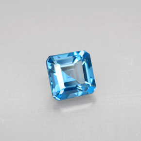 Topacio azul natural de 1,49 ct, corte esmeralda, VVS-VS
