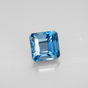 Topacio azul natural de 1,52 ct, corte esmeralda, VVS-VS