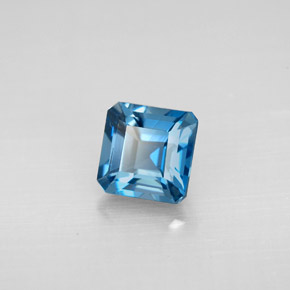Topacio azul natural de 1,52 ct, corte esmeralda, VVS-VS