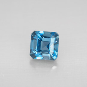 Topacio azul natural de 1,67 ct, corte esmeralda, VVS-VS