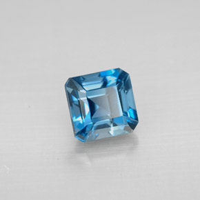 Topacio azul natural de 1,67 ct, corte esmeralda, VVS-VS