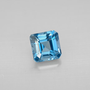 Topacio azul natural de 1,45 ct, corte esmeralda, VVS-VS