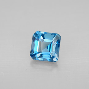 Topacio azul natural de 1,45 ct, corte esmeralda, VVS-VS