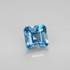 Topacio azul natural de 1,52 ct, corte esmeralda, VVS-VS