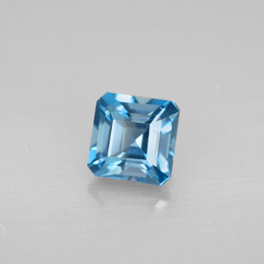 Topacio azul natural de 1,52 ct, corte esmeralda, VVS-VS