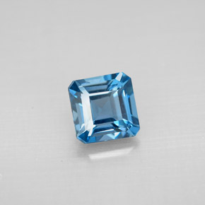 Topacio azul natural de 1,41 ct, corte esmeralda, VVS-VS