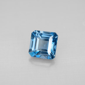 Topacio azul natural de 1,41 ct, corte esmeralda, VVS-VS