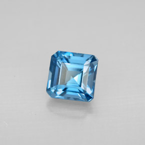 Topacio azul natural de 1,56 ct, corte esmeralda, VVS-VS