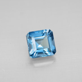 Topacio azul natural de 1,56 ct, corte esmeralda, VVS-VS