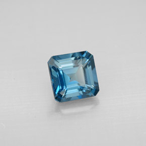 Topacio azul natural de 1,43 ct, corte esmeralda, VVS-VS