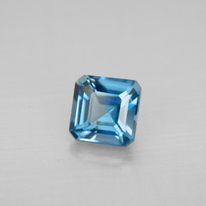 Topacio azul natural de 1,47 ct, corte esmeralda, VVS-VS