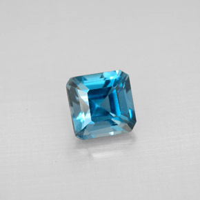 Topacio azul natural de 1,48 ct, corte esmeralda, VVS-VS