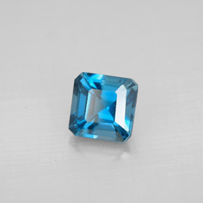 Topacio azul natural de 1,48 ct, corte esmeralda, VVS-VS