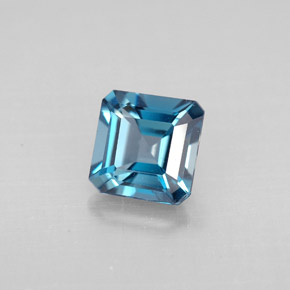 Topacio azul natural de 1,31 ct, corte esmeralda, VVS-VS