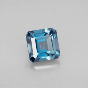 Topacio azul natural de 1,31 ct, corte esmeralda, VVS-VS