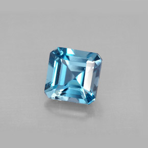 Topacio azul natural de 1,36 ct, corte esmeralda, VVS-VS