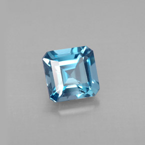 Topacio azul natural de 1,36 ct, corte esmeralda, VVS-VS