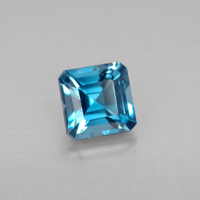 Topacio azul natural de 1,44 ct, corte esmeralda, VVS-VS