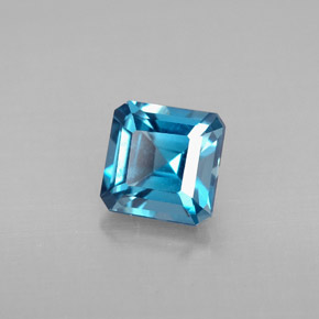 Topacio azul natural de 1,44 ct, corte esmeralda, VVS-VS