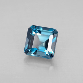 Topacio azul natural de 1,50 ct, corte esmeralda, VVS-VS