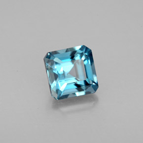 Topacio azul natural de 1,57 ct, corte esmeralda, VVS-VS