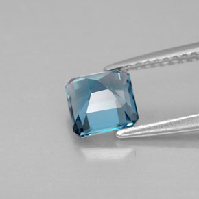 Topacio azul natural de 1,57 ct, corte esmeralda, VVS-VS