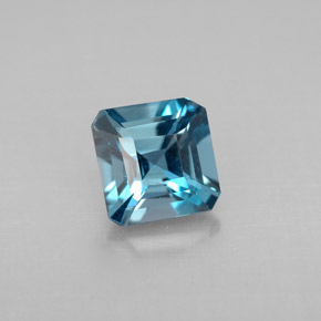 Topacio azul natural de 1,35 ct, corte esmeralda, VVS-VS