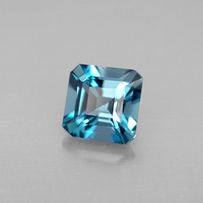 Topacio azul natural de 1,35 ct, corte esmeralda, VVS-VS
